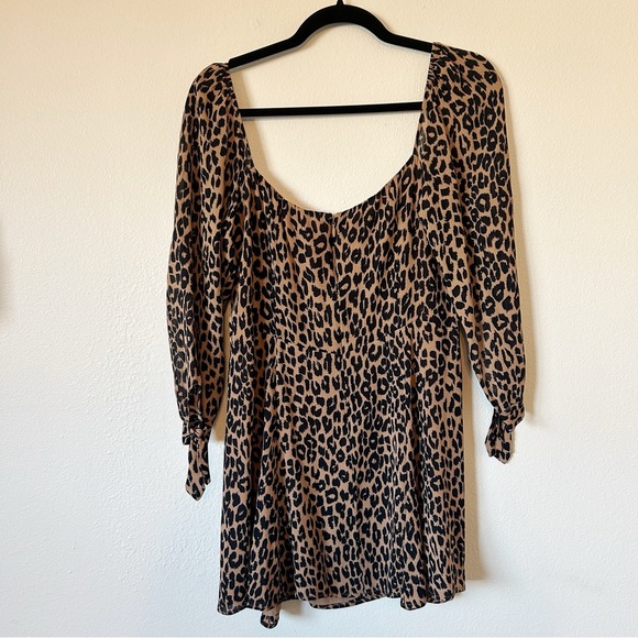 Reformation Beatrice Leopard Long Sleeve Mini Dress 10 - Picture 5 of 5